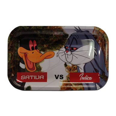 Sativa vs Indica Metal Rolling Tray  Medium