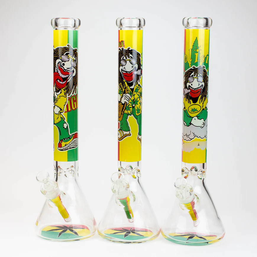 18" Rasta Man 7 mm Classic Beaker Glass Bong
