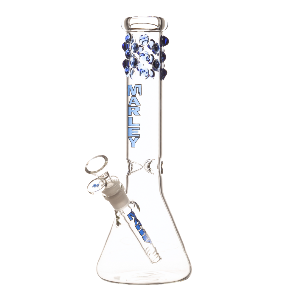 12" 5mm Marley Bubble Beads Beaker Bong (Blue)