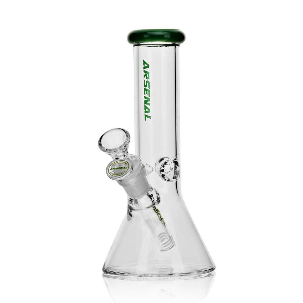 8" Arsenal Colored Rim Glass Bong (Green)
