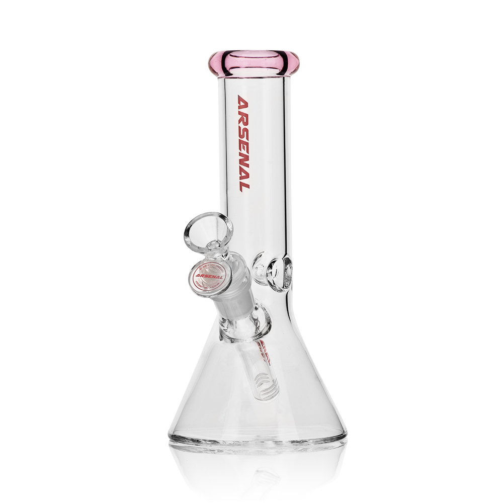 8" Arsenal Colored Rim Glass Bong (Pink)